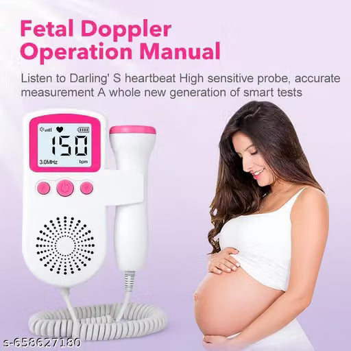 Fetal Doppler Baby Heart Monitor for Pregnancy, Baby Heart Beat Checking Machine (Free Battery - 2 Piece)