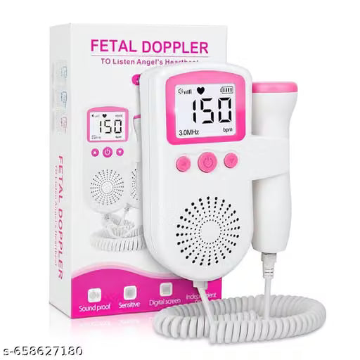 Fetal Doppler Baby Heart Monitor for Pregnancy, Baby Heart Beat Checking Machine (Free Battery - 2 Piece)