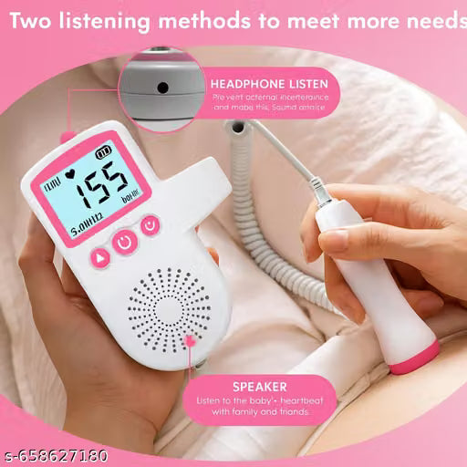Fetal Doppler Baby Heart Monitor for Pregnancy, Baby Heart Beat Checking Machine (Free Battery - 2 Piece)